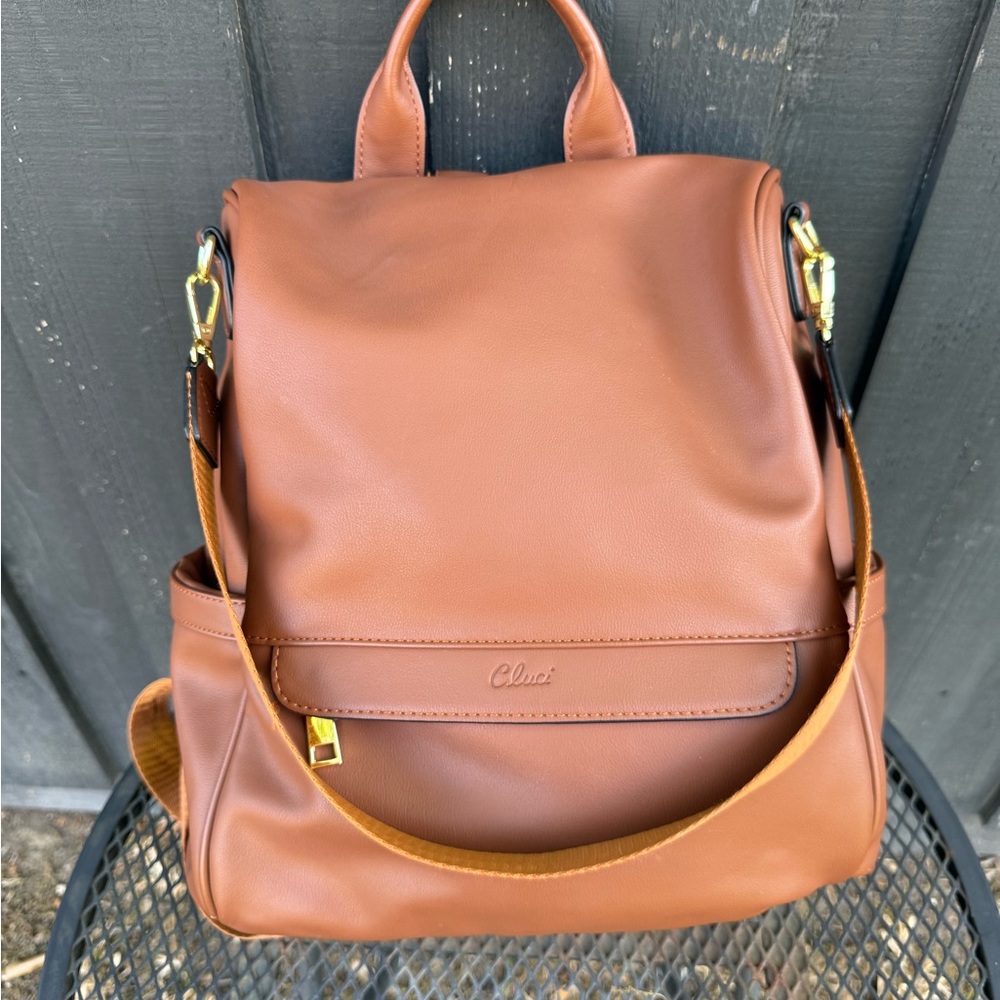 CLUCI Womens Backpack Purse Faux Leather Large Travel Shoulder Bag *Free ship*